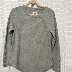CHASOR Women's Medium Gray Waffle Knit Long Sleeve Tunic Shirt